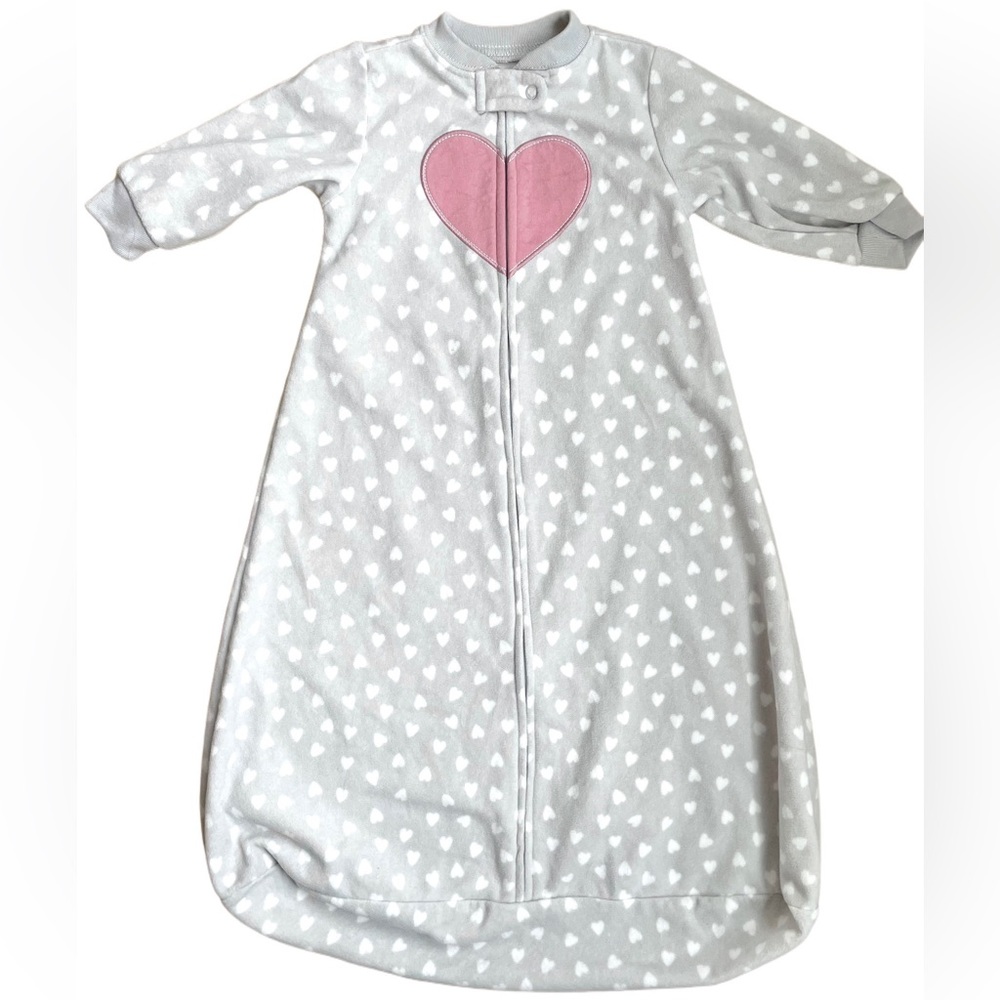 Carters Soft Cozy Fleece Pink Heart Sleepsack 6-9m